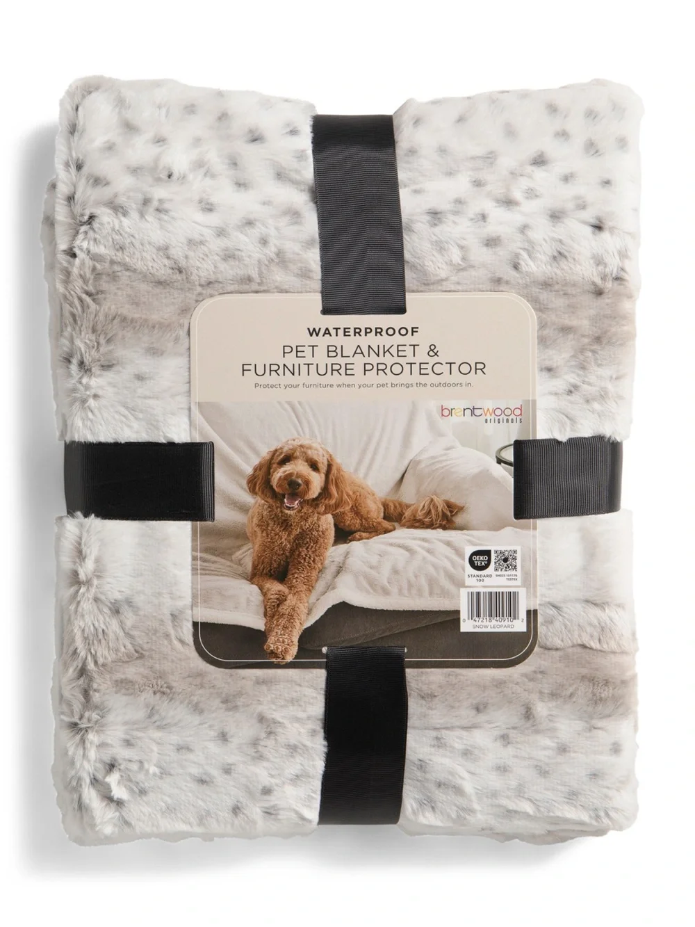 Brentwood Waterproof Faux Fur Pet Blanket - Snow Leopard 50”x60”